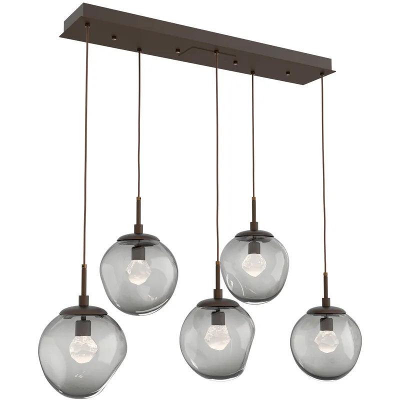 Aster LED LED 42.2 inch Flat Bronze Linear Pendant Ceiling Light in 3000K LED, Zircon Inner - Smoke Outer, Multi-Port