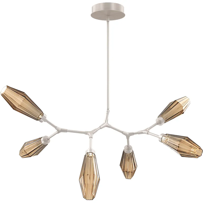 Aalto LED 43 inch Beige Silver Linear Pendant Ceiling Light in 3000K LED, Optic Rib Bronze, Metallic Beige Silver, Modern Branch