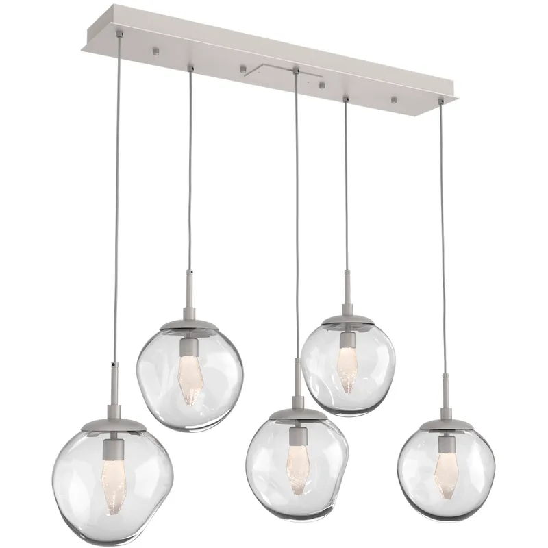 Aster LED LED 42.2 inch Beige Silver Linear Pendant Ceiling Light in Metallic Beige Silver, 2700K LED, Geo Inner - Clear Outer, Multi-Port