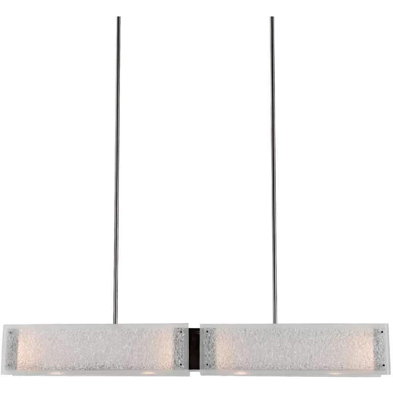 Textured Glass LED 44.3 inch Burnished Bronze Linear Chandelier Ceiling Light