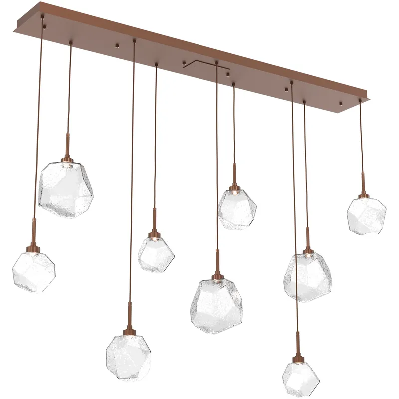 Gem LED Burnished Bronze Linear Pendant Ceiling Light in 3000K LED, Clear, Multi-Port