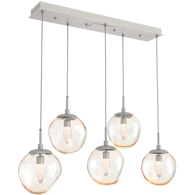 Aster LED LED 42.2 inch Beige Silver Linear Pendant Ceiling Light in Metallic Beige Silver, 2700K LED, Geo Inner - Amber Outer, Multi-Port