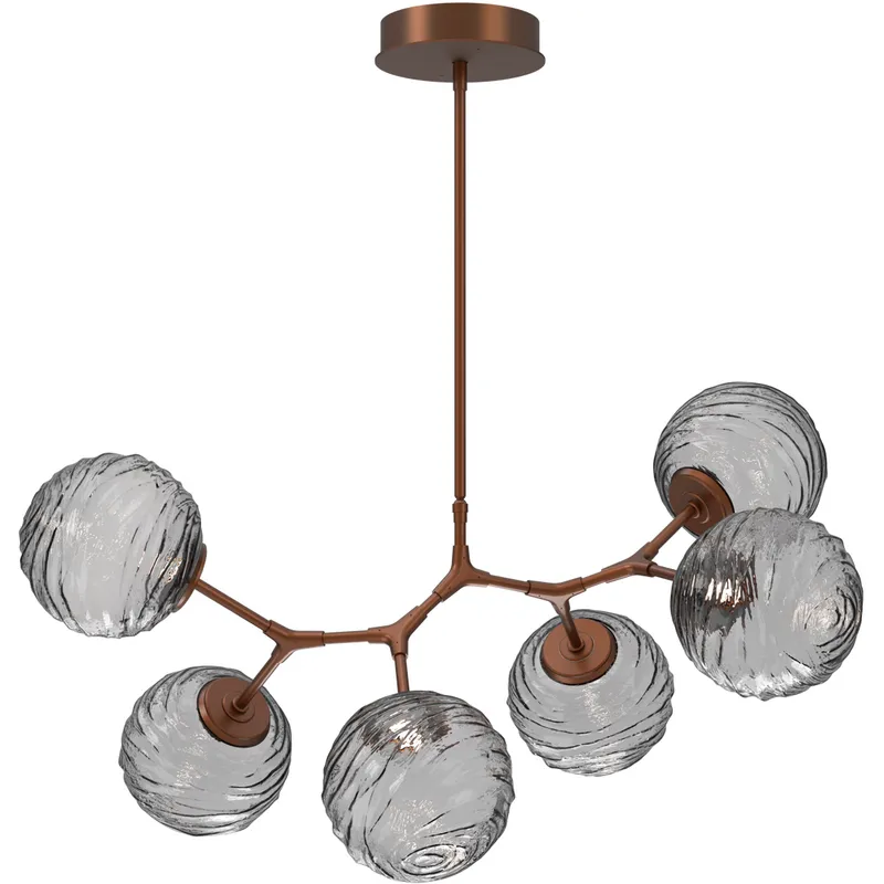 Gaia LED 36 inch Burnished Bronze Linear Multi-Pendant Ceiling Light in Smoke, 2700K LED, Modern Branch