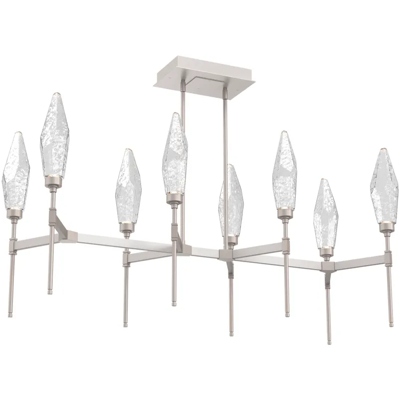 Rock Crystal LED Beige Silver Linear Pendant Ceiling Light in 3000K LED, Metallic Beige Silver, Chilled Clear, Belvedere