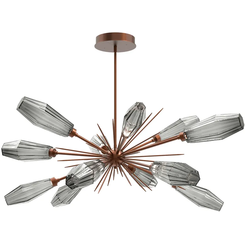 Aalto LED 53.3 inch Burnished Bronze Linear Pendant Ceiling Light in 3000K LED, Optic Rib Smoke, Oval Starburst