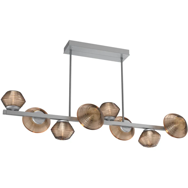 Mesa LED Classic Silver Linear Multi-Pendant Ceiling Light in 3000K LED, Bronze, Twisted Branch