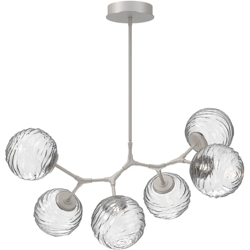 Gaia LED 36 inch Beige Silver Linear Multi-Pendant Ceiling Light in Clear, 2700K LED, Modern Branch