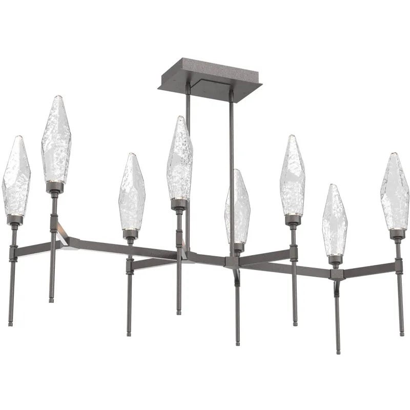 Rock Crystal LED Graphite Linear Pendant Ceiling Light in Chilled Clear, 2700K LED