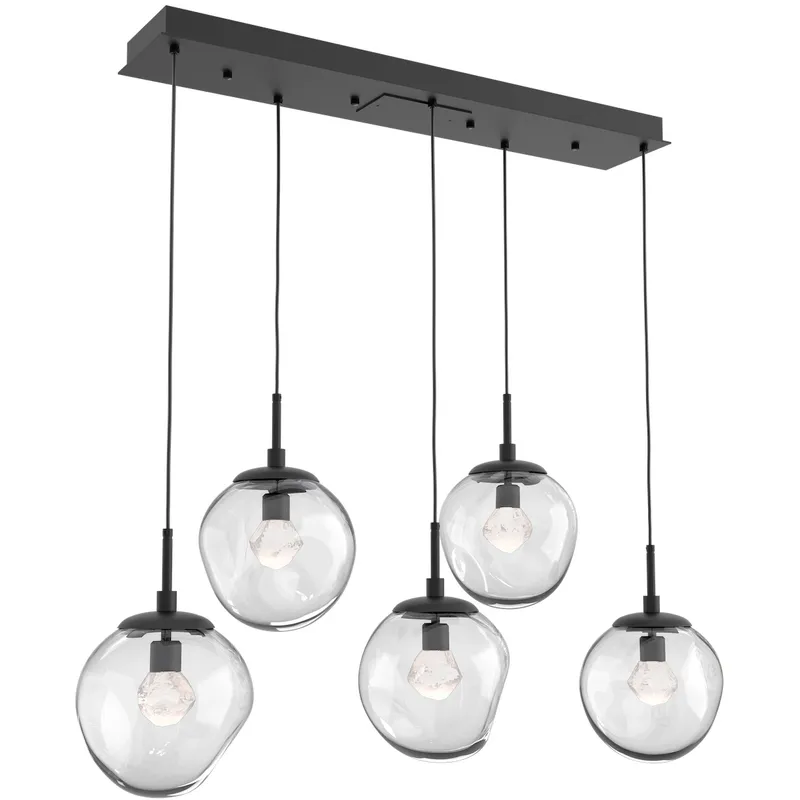 Aster LED LED 42.2 inch Matte Black Linear Pendant Ceiling Light in 2700K LED, Zircon Inner - Clear Outer, Multi-Port