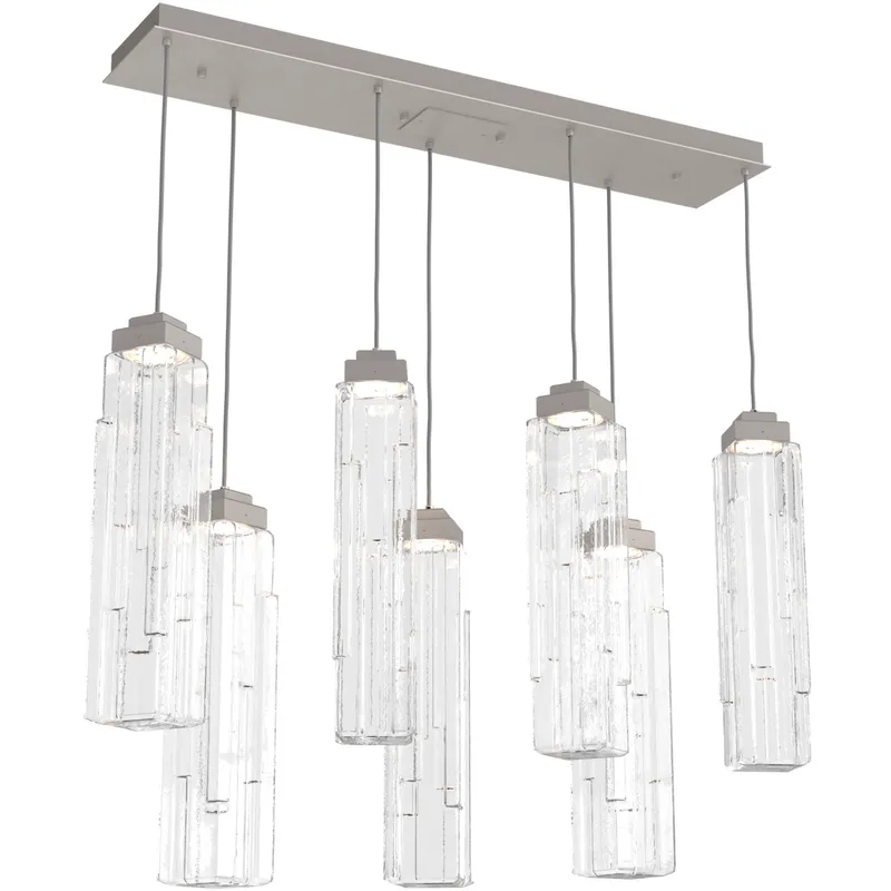 Ledgestone LED 44.4 inch Beige Silver Linear Pendant Ceiling Light in Metallic Beige Silver, Clear Ledgestone, 2700K LED, Multi-Port
