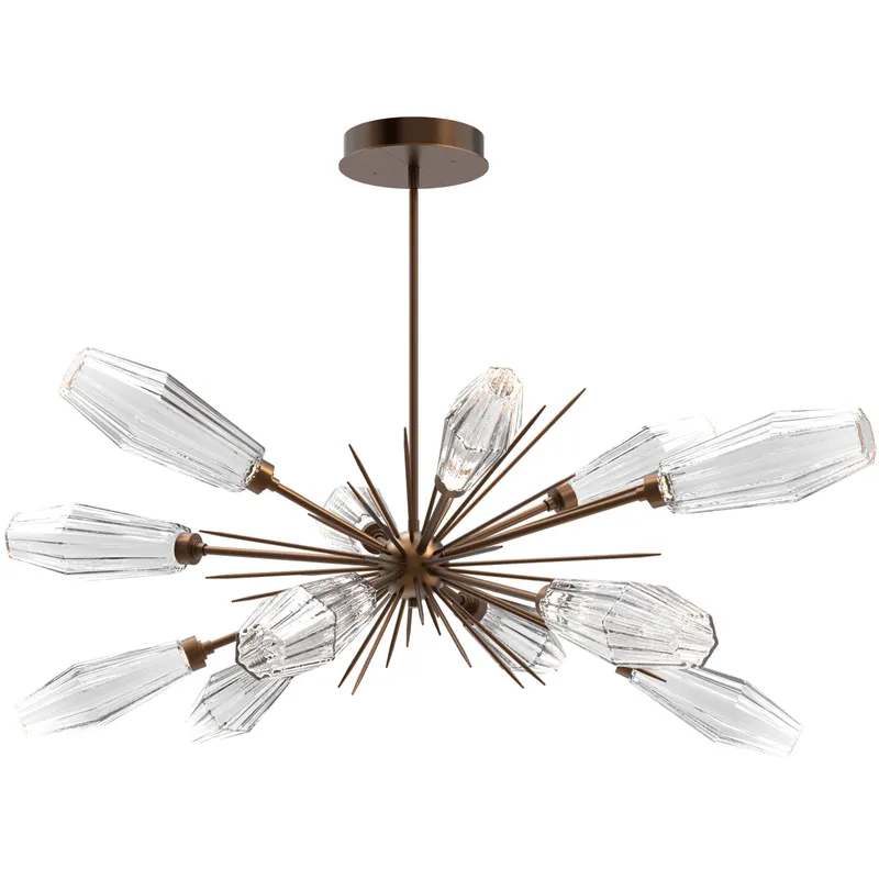 Aalto LED 53.3 inch Flat Bronze Linear Pendant Ceiling Light in 3000K LED, Optic Rib Clear, Oval Starburst