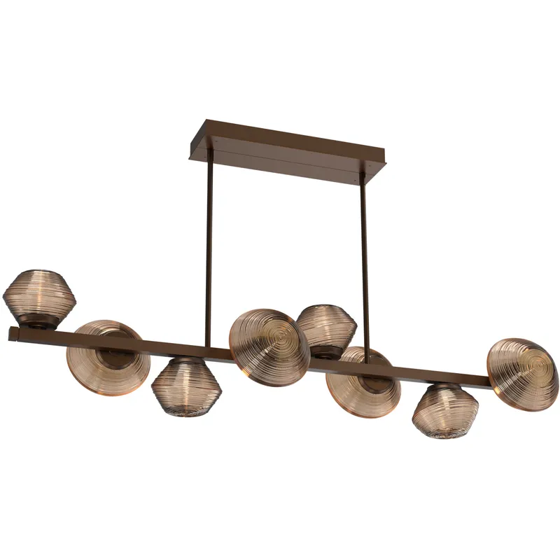 Mesa LED Flat Bronze Linear Multi-Pendant Ceiling Light in 2700K LED, Twisted Branch