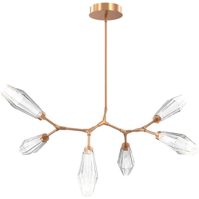 Aalto LED 43 inch Novel Brass Linear Pendant Ceiling Light in 3000K LED, Optic Rib Clear, Modern Branch