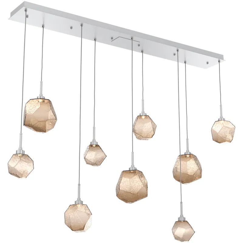 Gem LED Classic Silver Linear Pendant Ceiling Light in 3000K LED, Bronze, Multi-Port