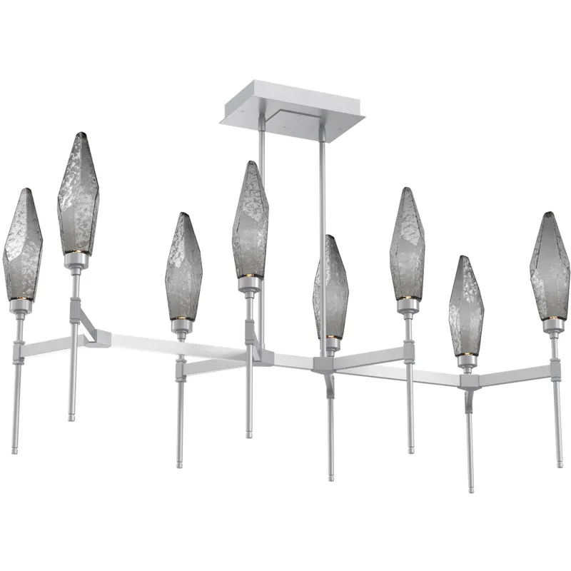 Rock Crystal LED Classic Silver Linear Pendant Ceiling Light in 3000K LED, Chilled Smoke, Belvedere
