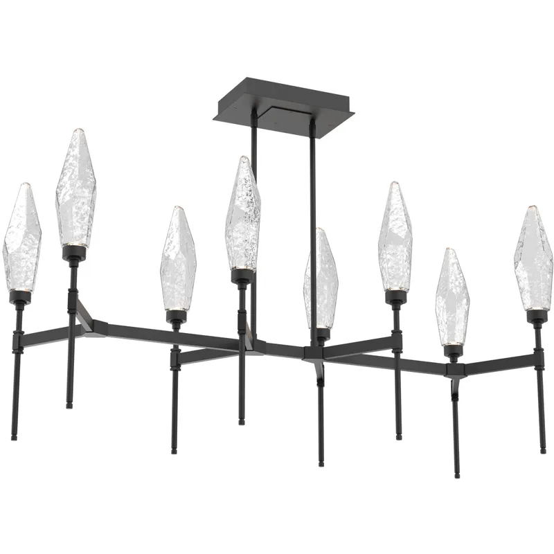 Rock Crystal LED Matte Black Linear Pendant Ceiling Light in 3000K LED, Chilled Clear, Belvedere