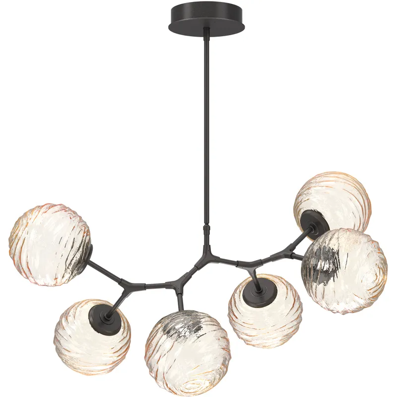 Gaia LED 36 inch Graphite Linear Multi-Pendant Ceiling Light in Amber, 2700K LED, Modern Branch