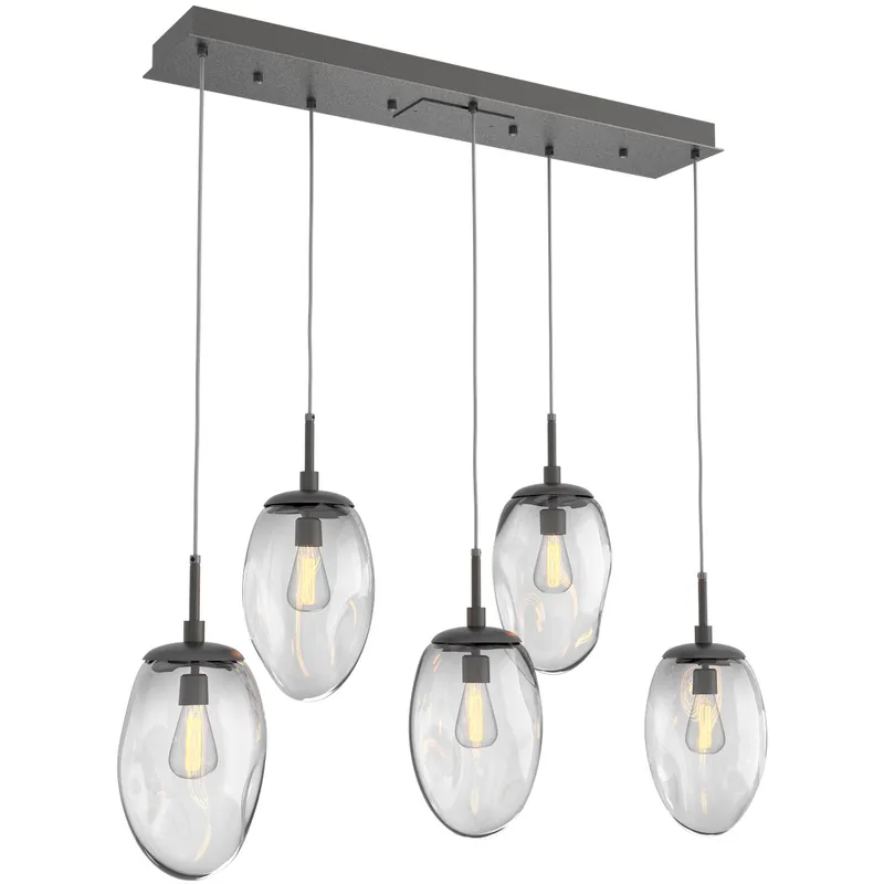 Meteo Incandescent 5 Light Graphite Linear Pendant Ceiling Light in Clear, Multi-Port