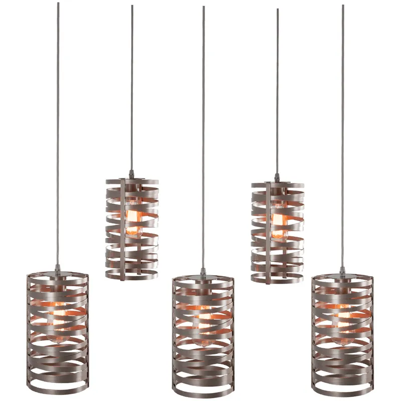 Tempest 5 Light Burnished Bronze Linear Pendant Ceiling Light in Exposed Bulb, E26 Incandescent, Multi-Pendant
