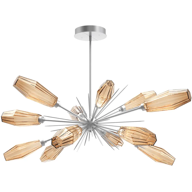 Aalto LED 53.3 inch Classic Silver Linear Pendant Ceiling Light in 3000K LED, Optic Rib Bronze, Oval Starburst