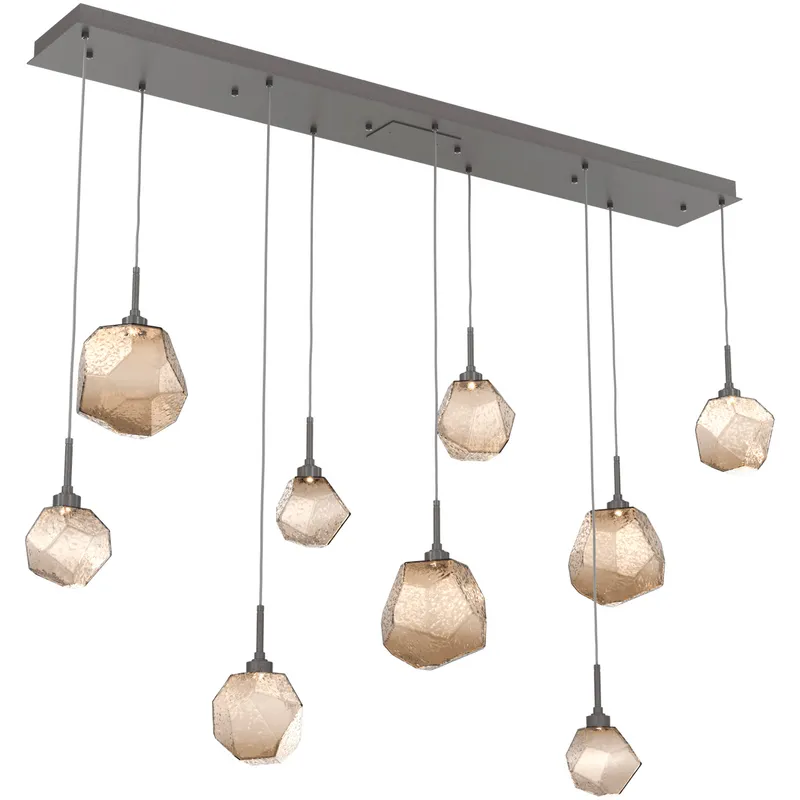 Gem LED Graphite Linear Pendant Ceiling Light in Bronze, 2700K LED, Multi-Port