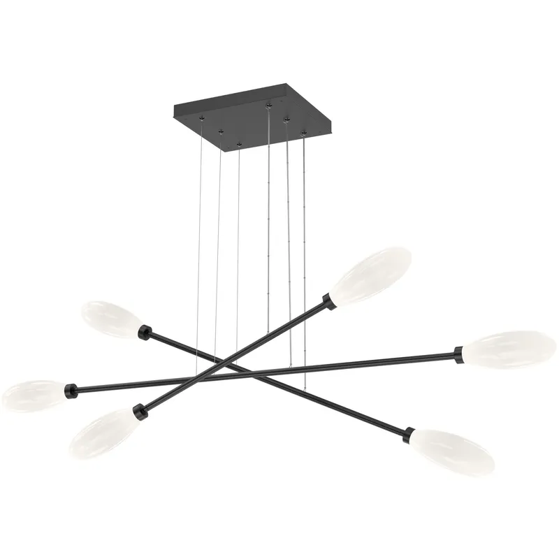 Fiori LED Matte Black Linear Multi-Pendant Ceiling Light, Triple Moda
