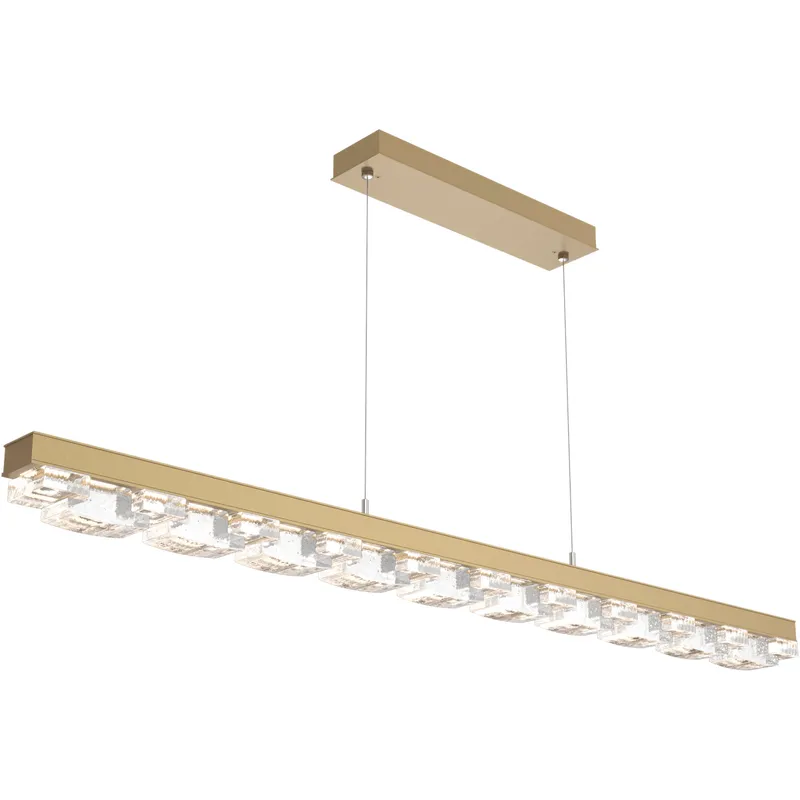 Tessera LED Gilded Brass Linear Pendant Ceiling Light in Tetro Cast