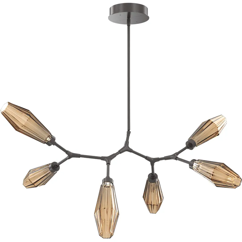 Aalto LED 43 inch Graphite Linear Pendant Ceiling Light in 3000K LED, Optic Rib Bronze, Modern Branch