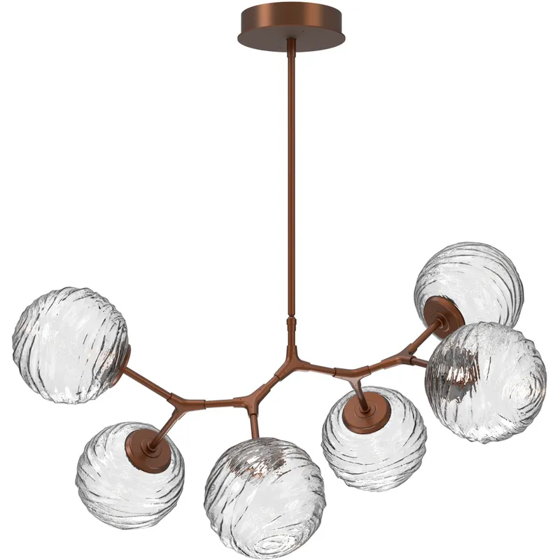 Gaia LED 36 inch Burnished Bronze Linear Multi-Pendant Ceiling Light in 3000K LED, Clear, Modern Branch