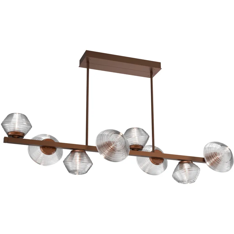 Mesa LED Burnished Bronze Linear Multi-Pendant Ceiling Light in Clear, 2700K LED, Twisted Branch