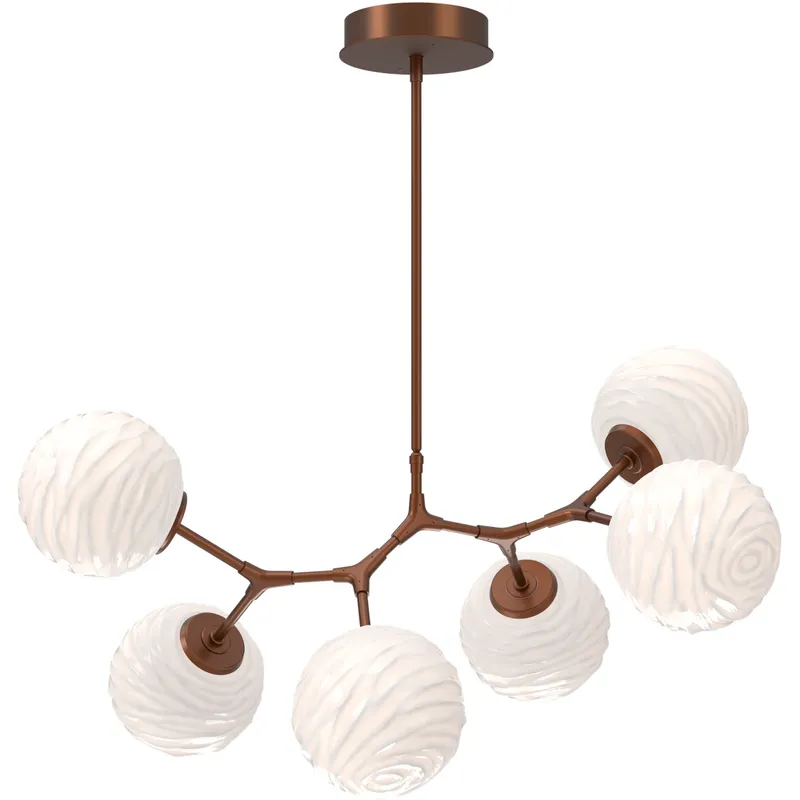 Gaia LED Burnished Bronze Linear Pendant Ceiling Light in 3000K LED, Opal White, Modern Branch