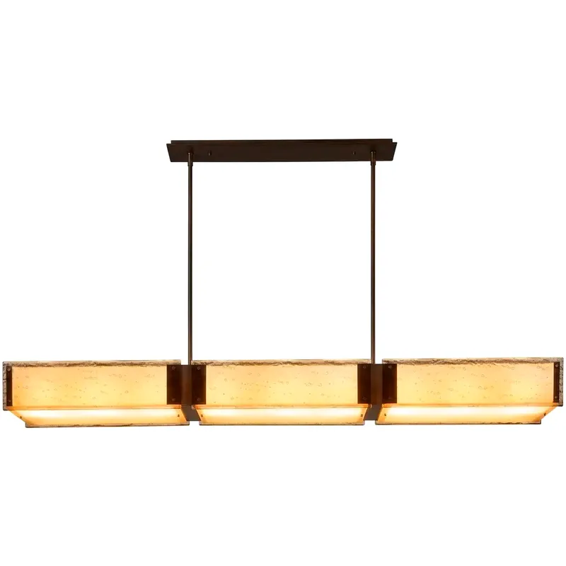 Textured Glass LED 55.7 inch Novel Brass Linear Chandelier Ceiling Light