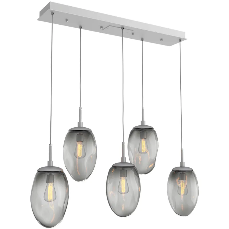 Meteo Incandescent 5 Light Classic Silver Linear Pendant Ceiling Light in Smoke, Multi-Pendant