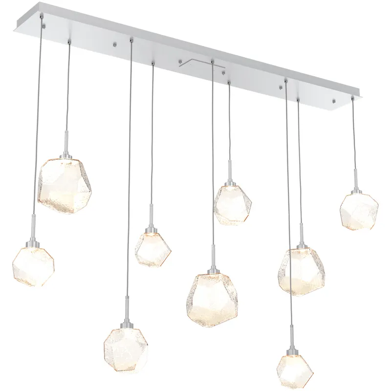 Gem LED Classic Silver Linear Pendant Ceiling Light in 3000K LED, Amber, Multi-Port