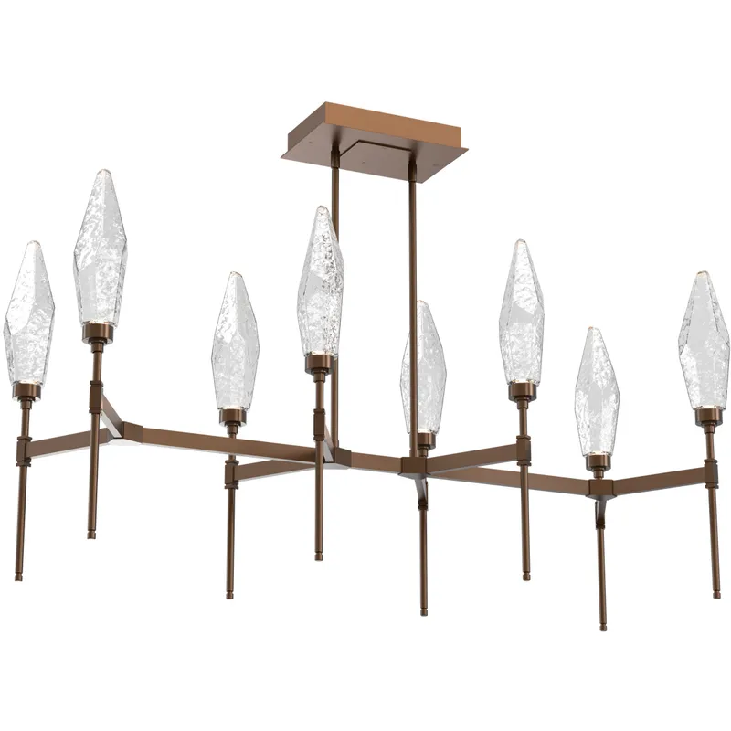 Rock Crystal LED Flat Bronze Linear Pendant Ceiling Light in Chilled Clear, 2700K LED