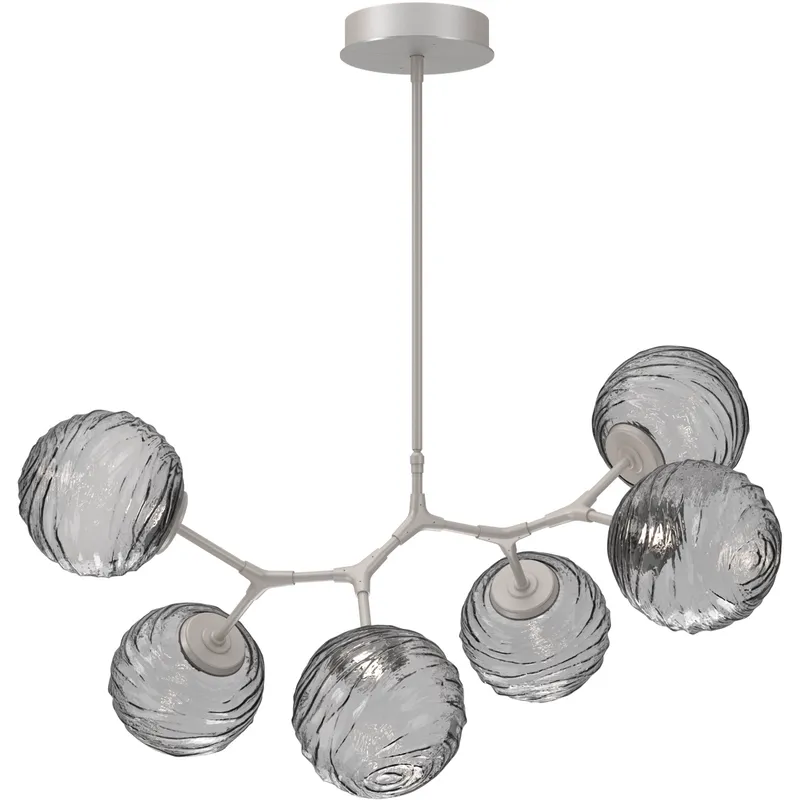Gaia LED 36 inch Beige Silver Linear Multi-Pendant Ceiling Light in 3000K LED, Smoke, Modern Branch