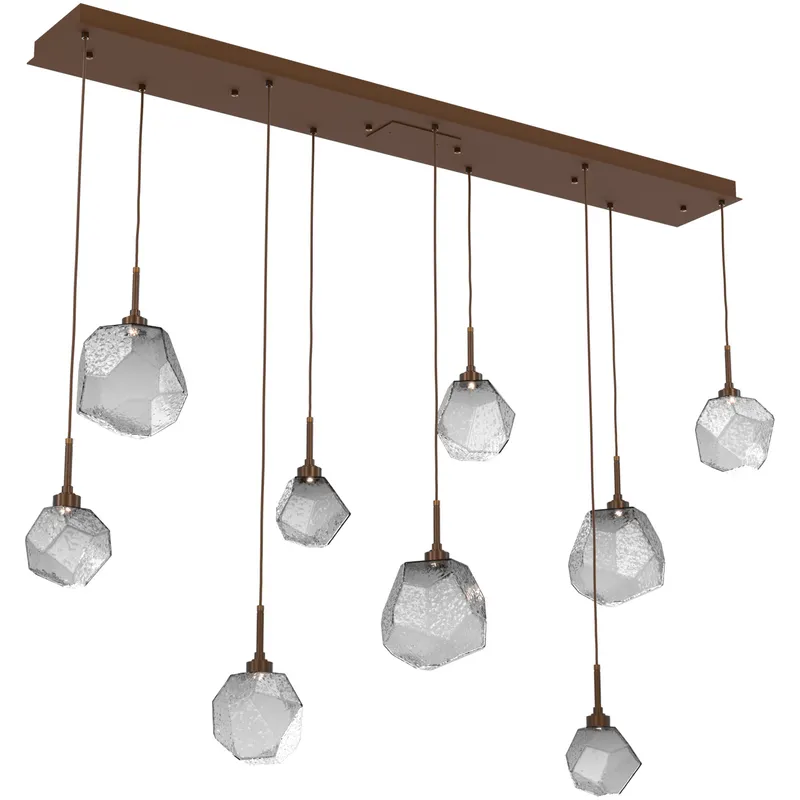 Gem LED Flat Bronze Linear Pendant Ceiling Light in Smoke, 2700K LED, Multi-Port