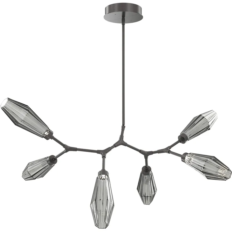Aalto LED 43 inch Graphite Linear Pendant Ceiling Light in 3000K LED, Optic Rib Smoke, Modern Branch