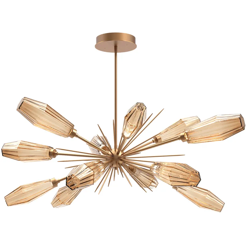 Aalto LED 53.3 inch Novel Brass Linear Pendant Ceiling Light in 3000K LED, Optic Rib Bronze, Oval Starburst