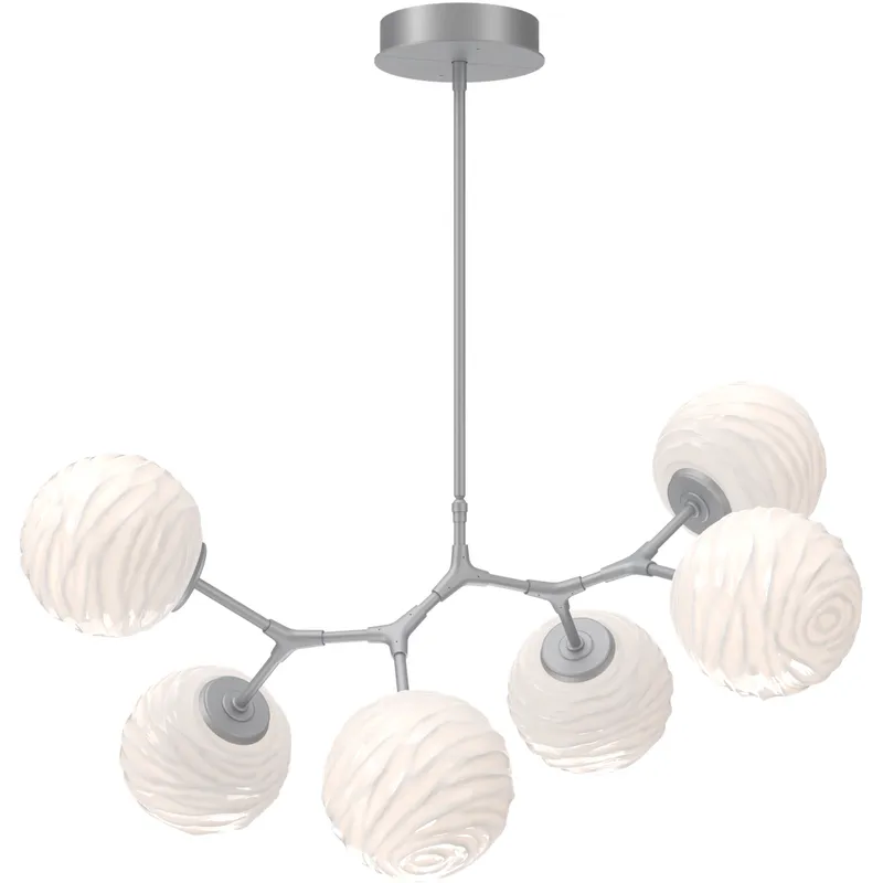 Gaia LED Classic Silver Linear Pendant Ceiling Light in 3000K LED, Opal White, Modern Branch