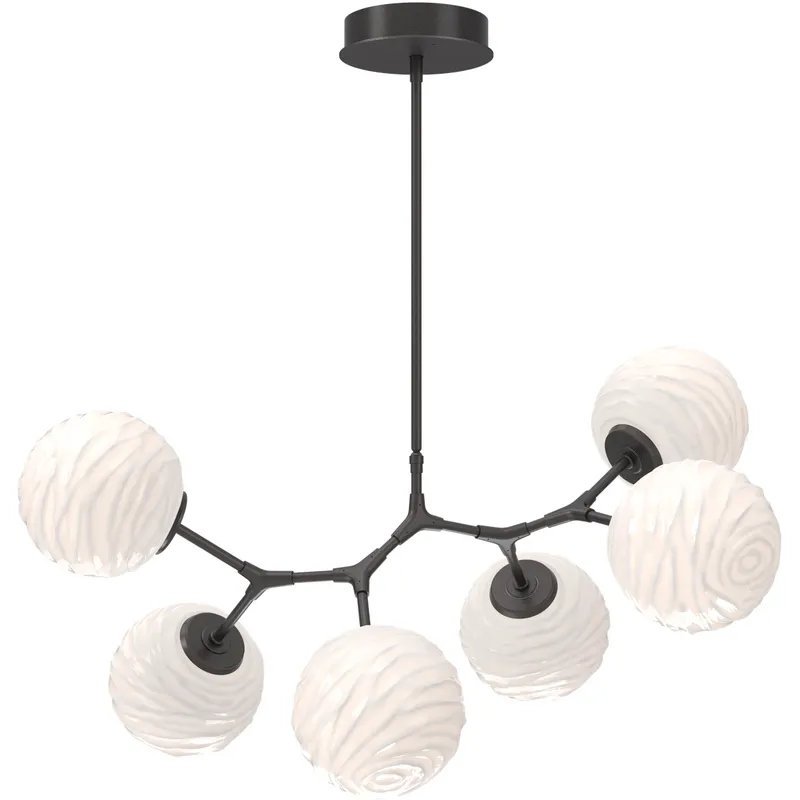Gaia LED Graphite Linear Pendant Ceiling Light in 3000K LED, Opal White, Modern Branch