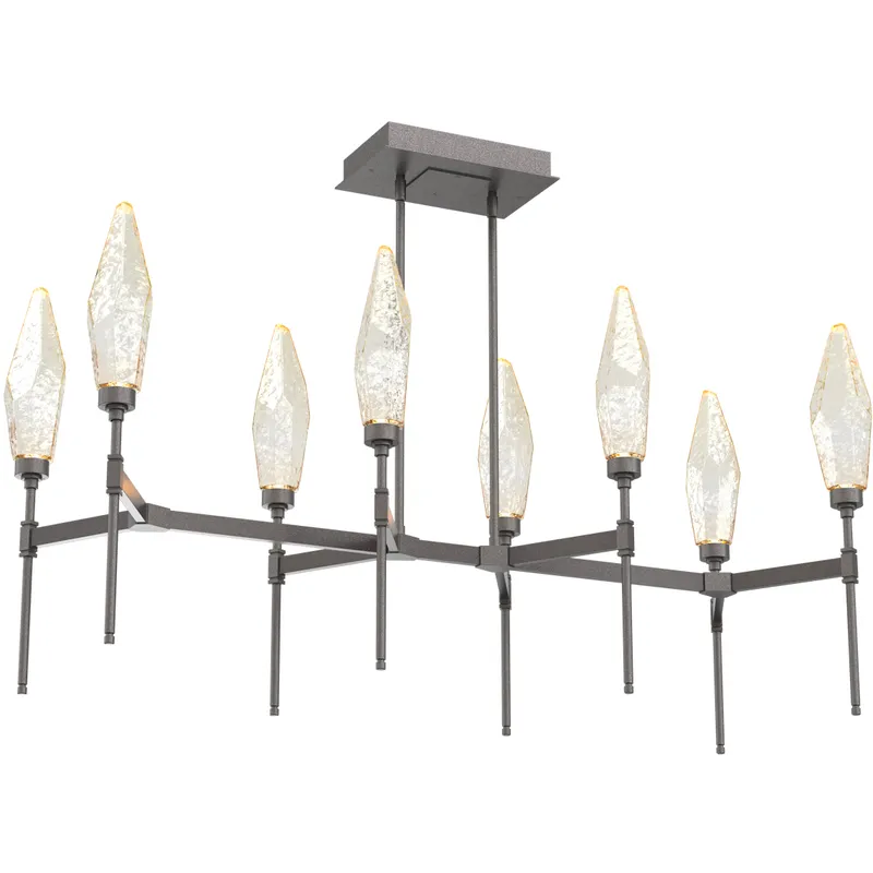 Rock Crystal LED Graphite Linear Pendant Ceiling Light in Chilled Amber, 2700K LED