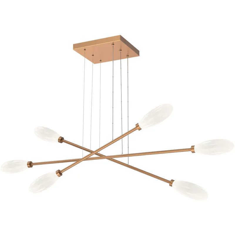Fiori LED Novel Brass Linear Multi-Pendant Ceiling Light, Triple Moda