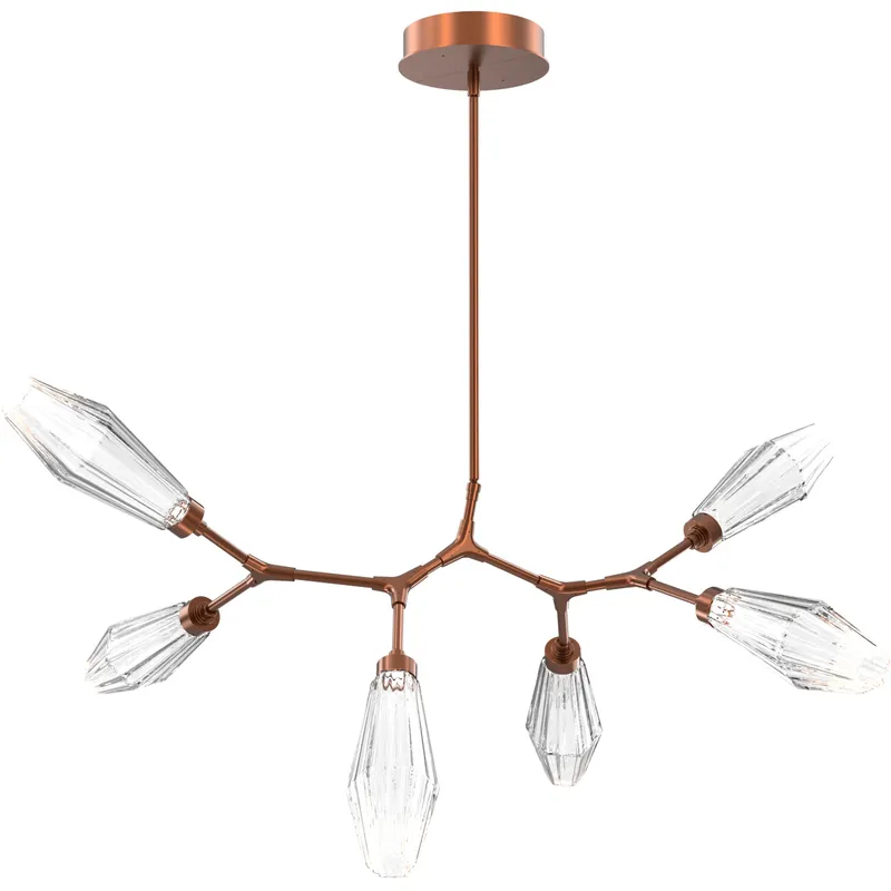Aalto LED 43 inch Burnished Bronze Linear Pendant Ceiling Light in Optic Rib Clear, 2700K LED, Modern Branch