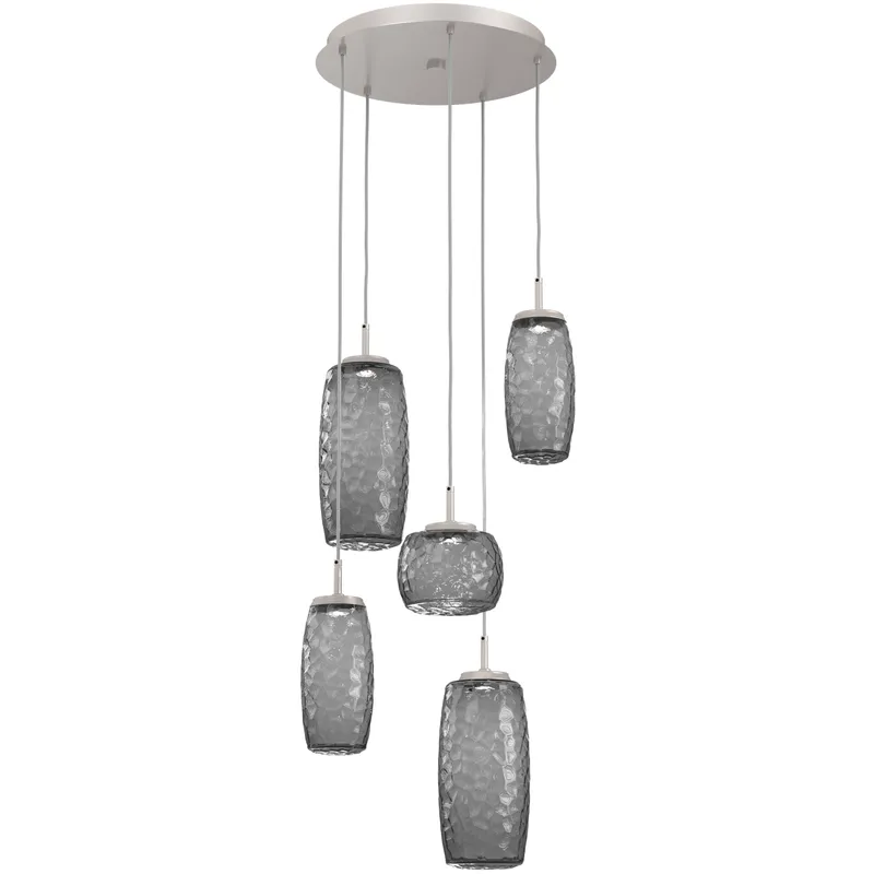 Vessel LED Beige Silver Multi-Pendant Ceiling Light in Smoke, 2700K LED