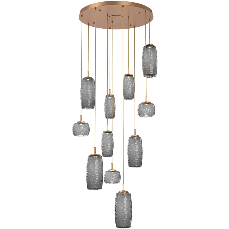 Vessel LED Novel Brass Multi-Pendant Ceiling Light in 3000K LED, Smoke