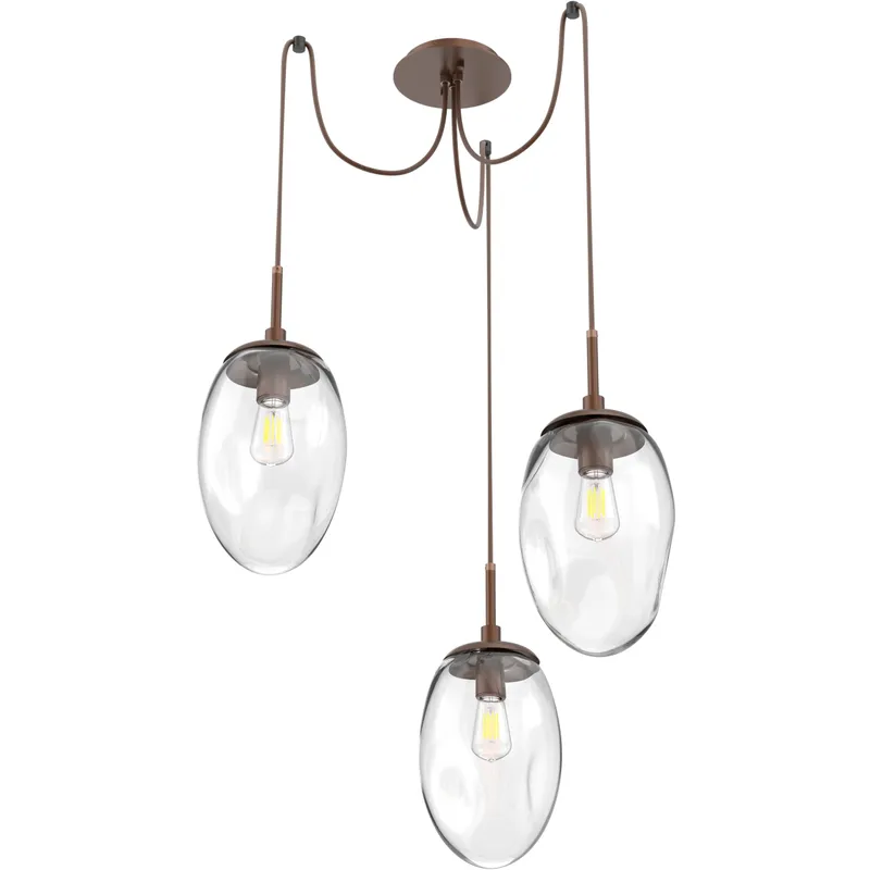 Meteo 3 Light 17 inch Burnished Bronze Swag Multi-Pendant Ceiling Light in Clear