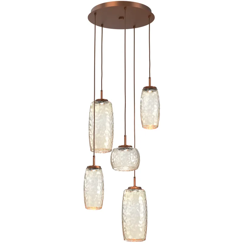 Vessel LED Burnished Bronze Multi-Pendant Ceiling Light in 3000K LED, Amber