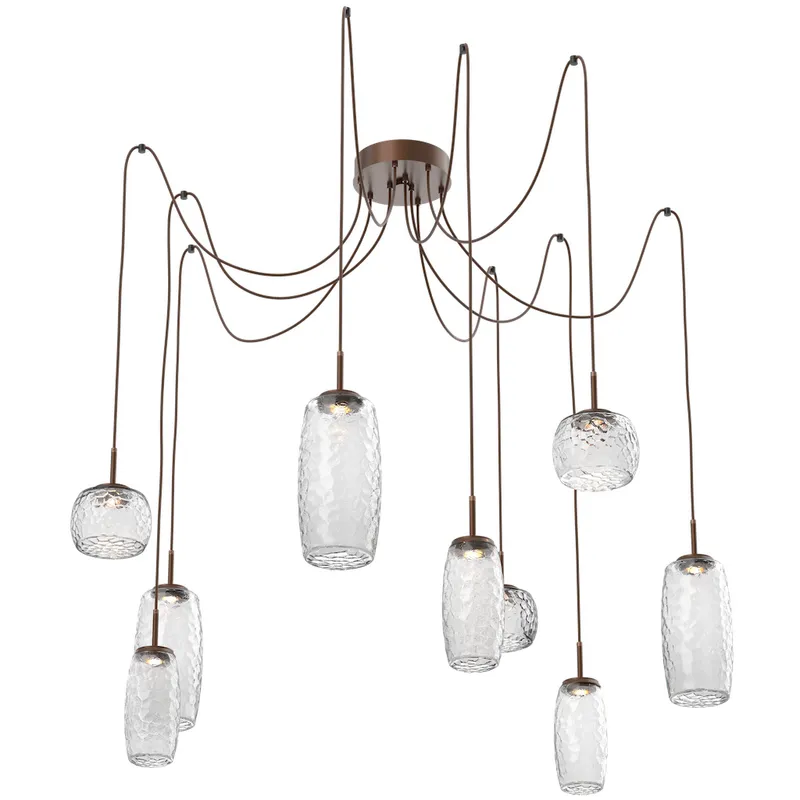 Vessel LED 15.2 inch Burnished Bronze Swag Multi-Pendant Ceiling Light in 3000K LED, Clear