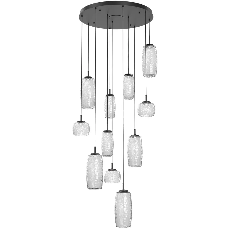 Vessel LED Matte Black Multi-Pendant Ceiling Light in Clear, 2700K LED